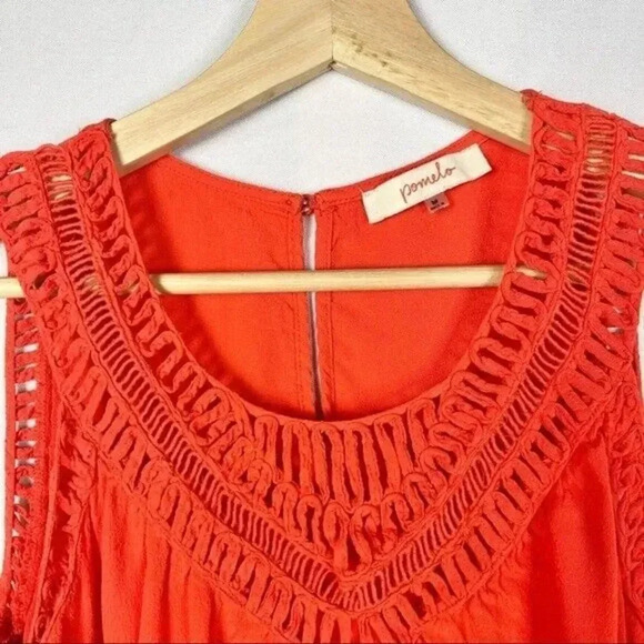 Boutique Pomelo Orange Crochet Bust Sleeveless Tank Top M - Picture 3 of 3